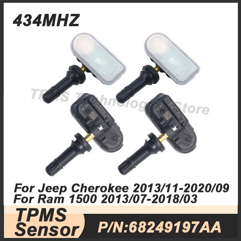 

1/4PCS TPMS sensor Tire Pressure Monitoring System For Jeep Cherokee Ram 1500 68249197AA 68239720AA 68239720AB 434MHz