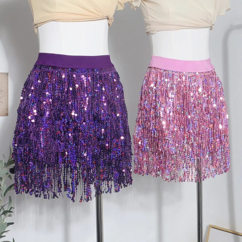 Sexy 3D Bead Fringe Design A-Line  Skirt Elastic Waist Women's Short Skirt Party Evening Outing Tour Date Performance Dance
