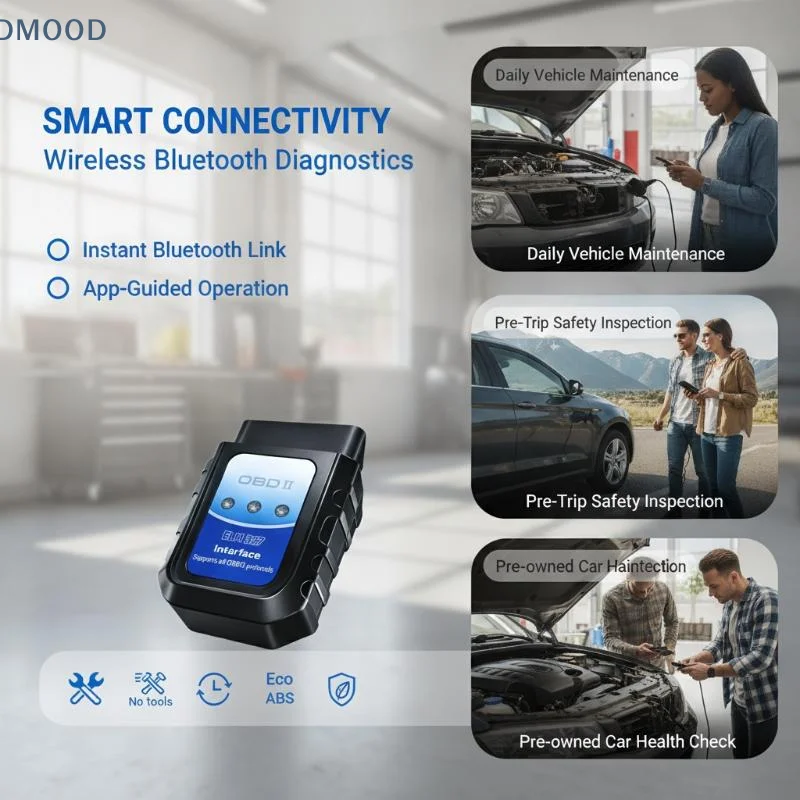 Car OBD2 ELM327 Scanner Bluetooth 5.0 Professional Code Reader for Android IOS Real-Time Engine Fault Diagnostic Tool for Drive
