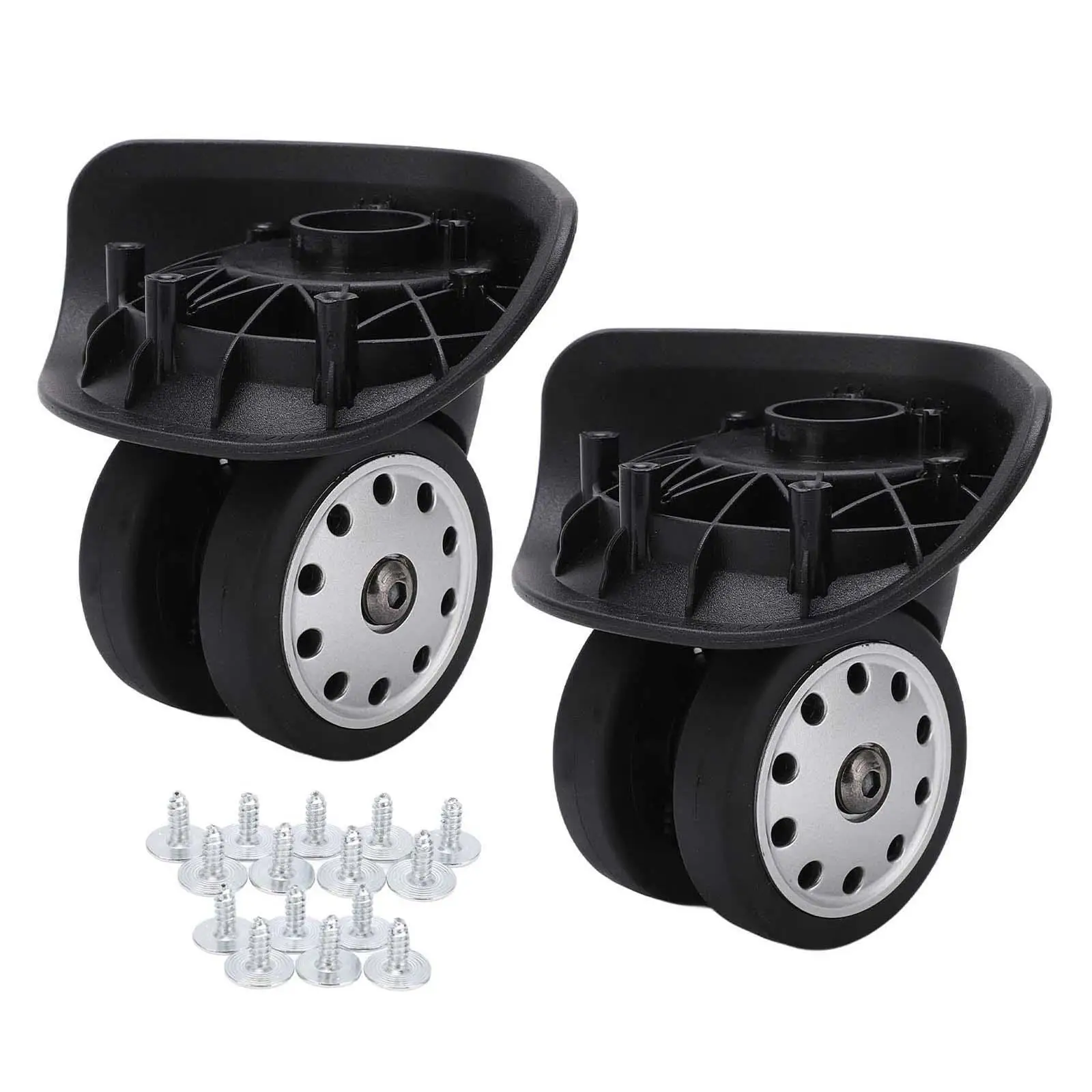 2 Pieces Replacement Luggage Wheels 360 Swivel Flexible Silent Impact Resistant Strong Bearing Capacity Trolley Bag Wheels