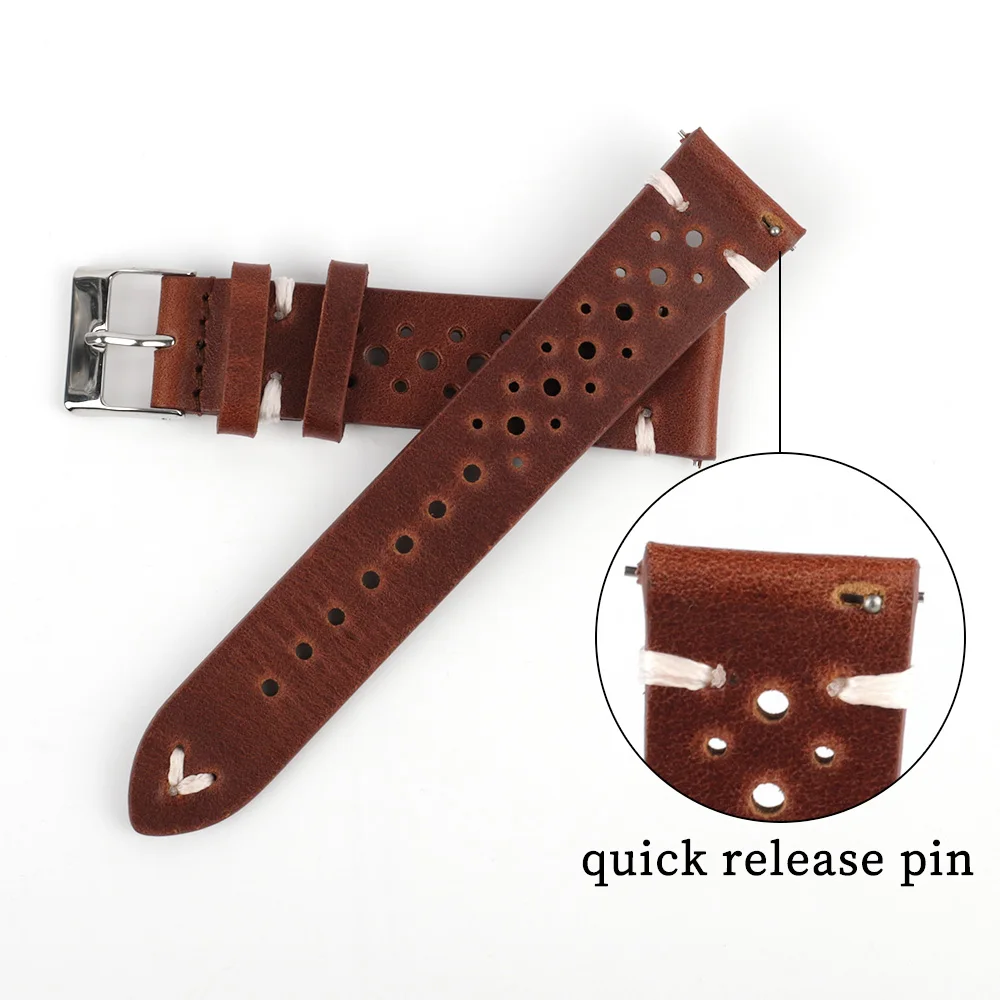 Vintage Genuine Leather Strap Watch Band 18mm 20mm 22mm 24mm Handmade Watch Bracelet Accessories Brown Watch Strap Replacement