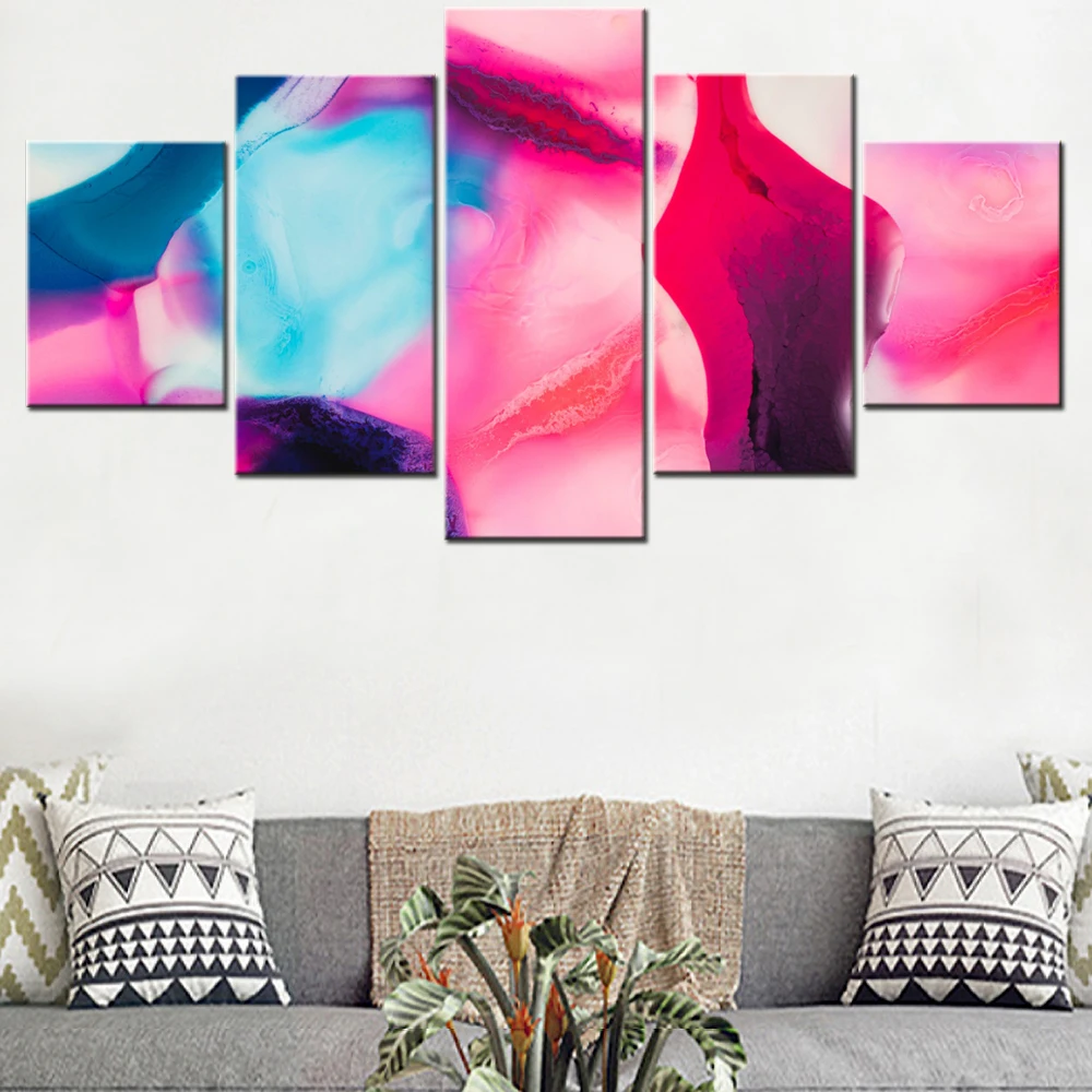 

5 Pieces Canvas Wall Arts Abstract Fluid Art Wallpaper Poster Painting And Picture Printing Home Decor For Living Room Mural Art