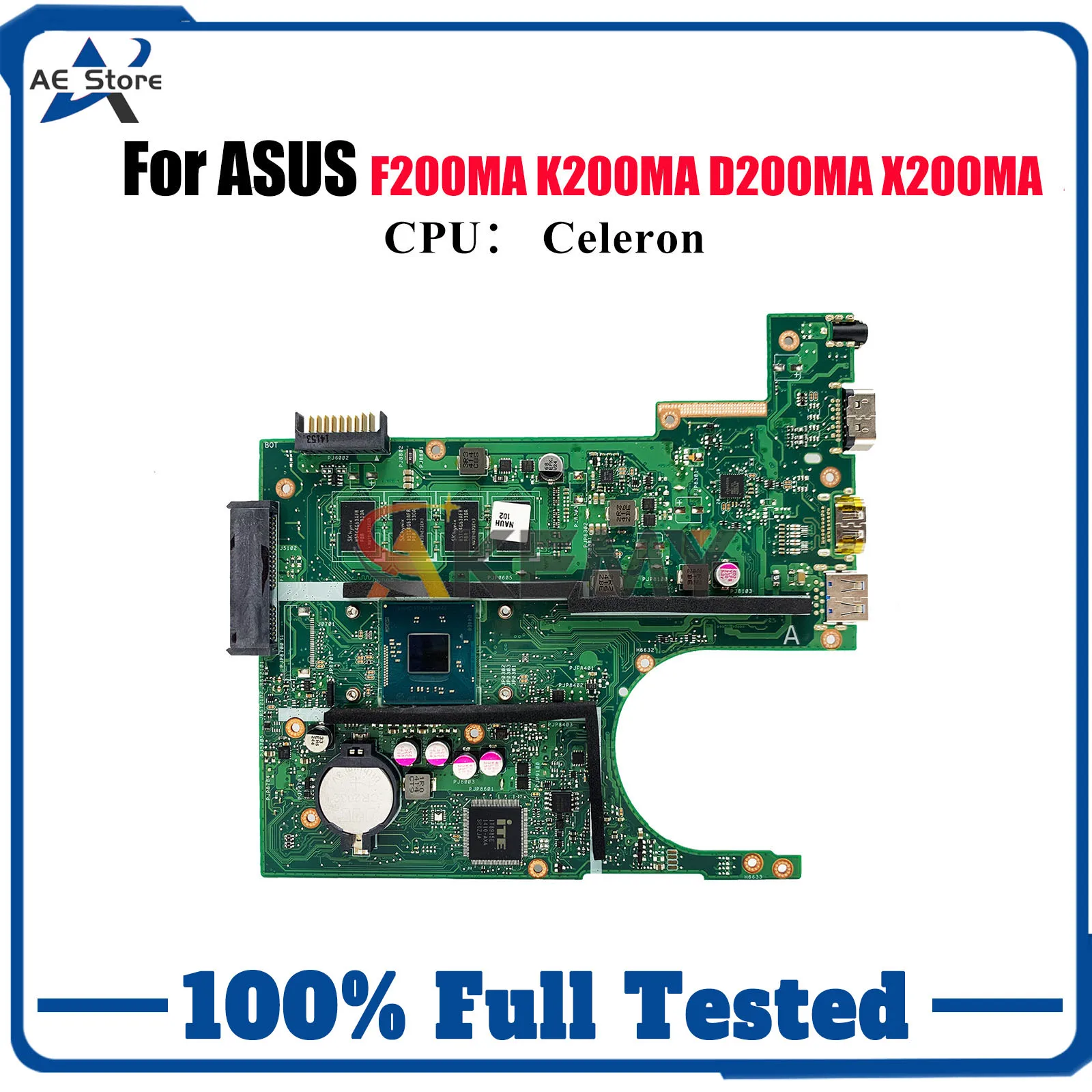 

Материнская плата для ноутбука X200MA для ASUS VivoBook D200MA X200MA K200MA F200MA X200M, материнская плата для ноутбука с процессором Celeron, 100% тест в порядке