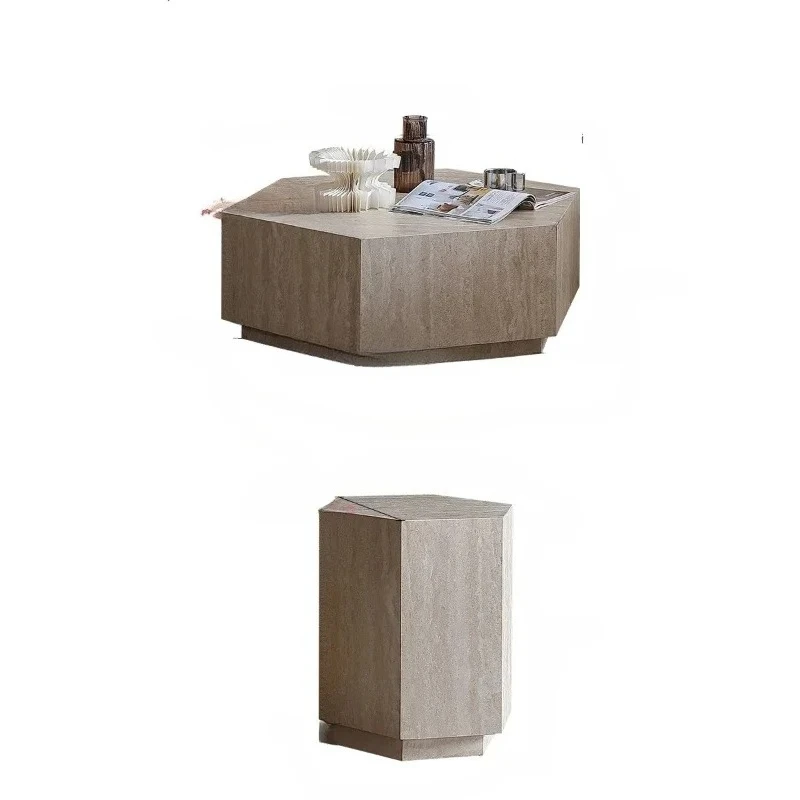 

Травертиновая каменная плита, слабкое чувство, минималистское чувство, тихий ветер, продвинутое ощущение, шестиугольный журнальный столик специальной формы9338