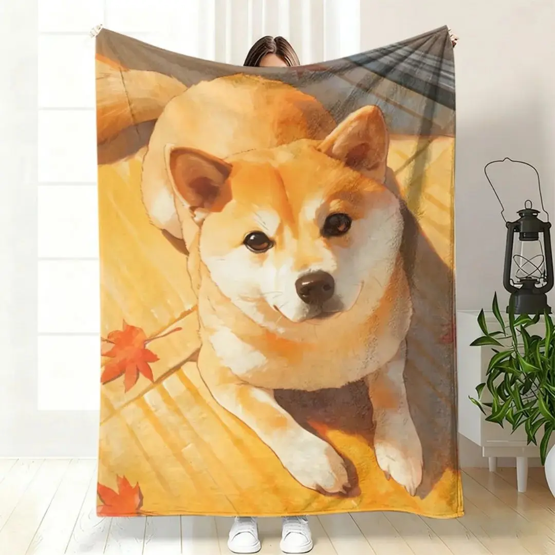 Soft Flannel Blanket with Cute Chihuahua Pattern, Suitable for Sofa, Bedroom and Office, A Warm and Comfortable Blanket