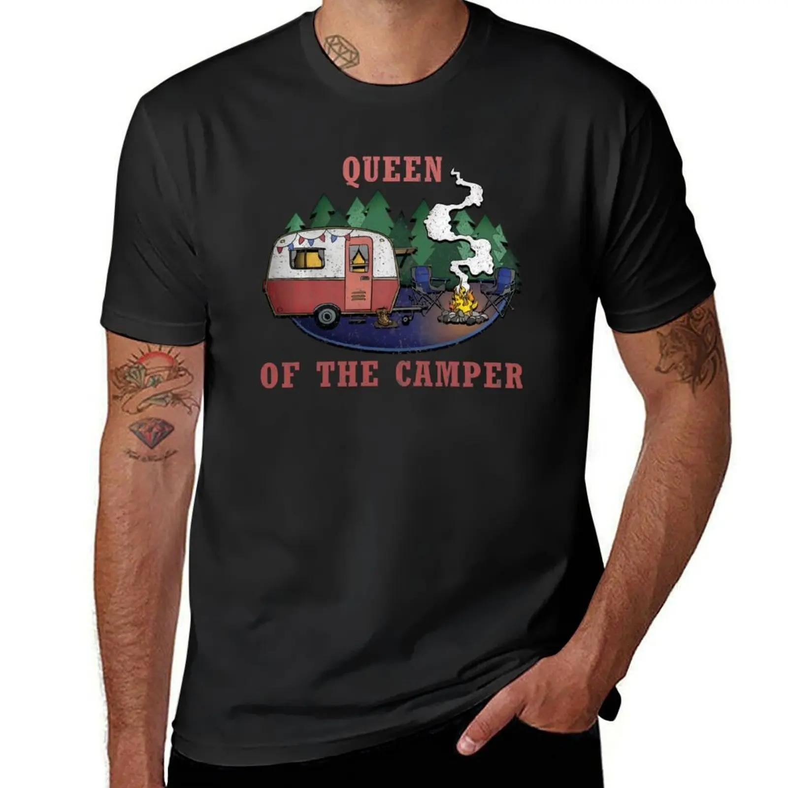 T-shirt Queen Of The Camper pour les fans de sport, sweat-shirt imprimé animal pour garçons, chemises de retraite pour hommes