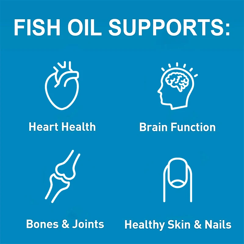 Omega-3 Fish Oil Capsules -rich in EPA, DHA - Support Brain & Cardiovascular & Skin Health, Antioxidant & Improve Memory