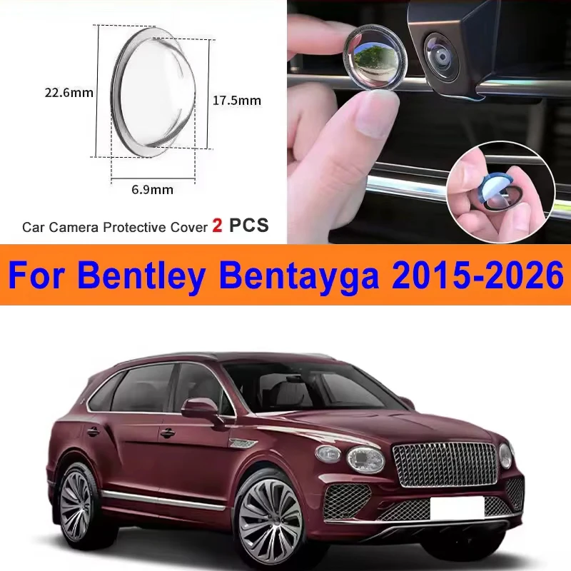 2Pcs For Bentley Bentayga 2015-2026 PC Lens Protector Stickers 360 Reverse Image Car Camera Cover Anti-Scratch