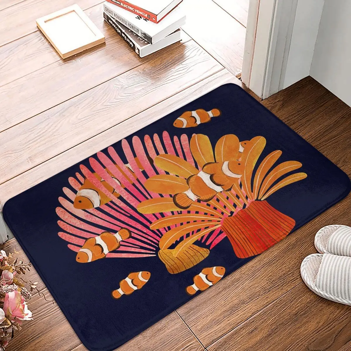 Orange Sea Anemone Non-slip Doormat Floor Mat Water oil proof Carpet Rug for Kitchen Entrance Home Balcony Footpad Mats