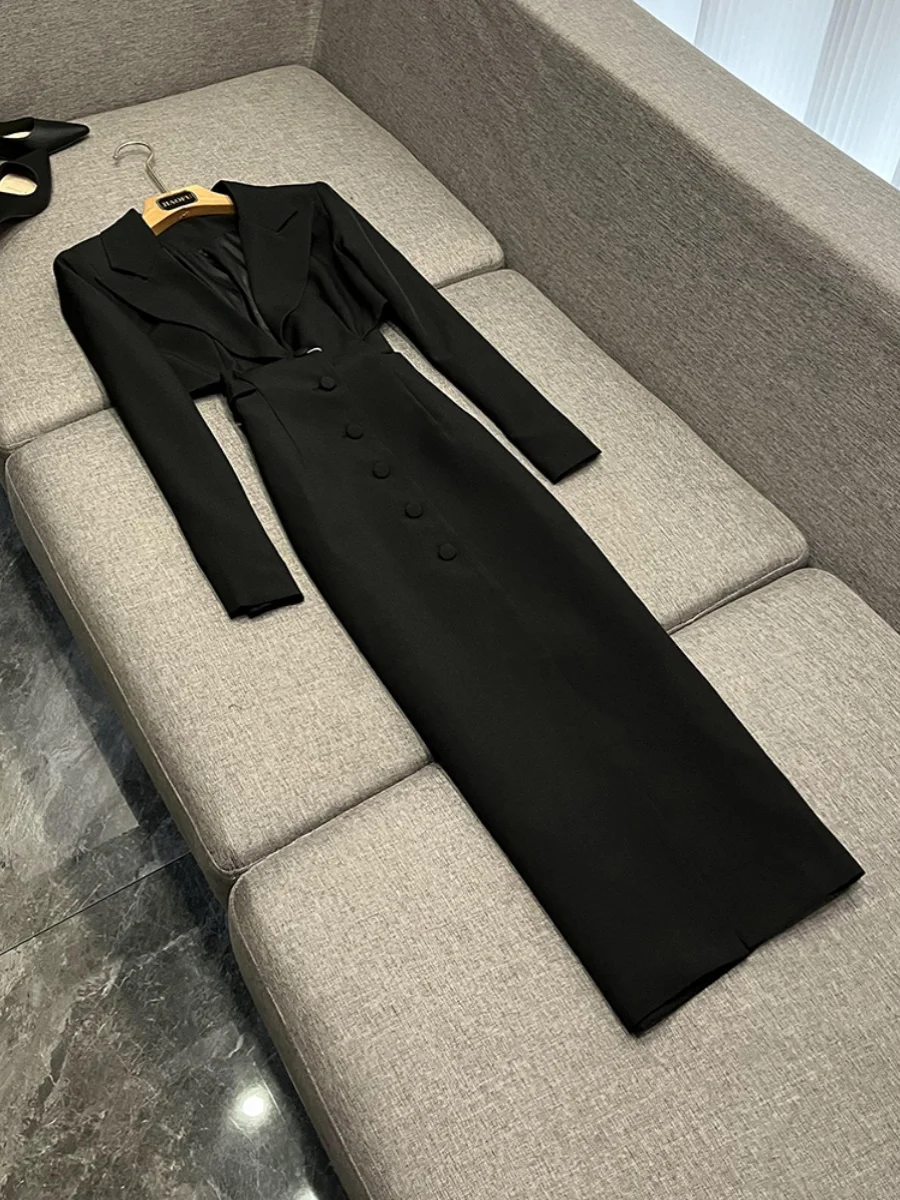Elegant Long Line Hollow out Design Pure Color Suit Jacket L04221JF Business Casual Women's Commute Style Fashionable