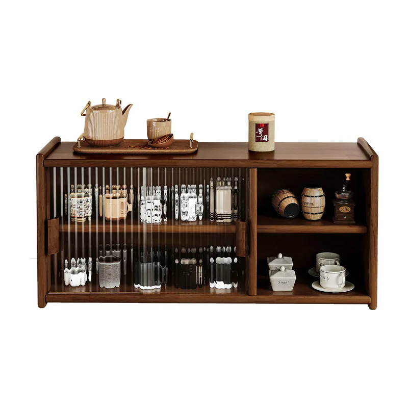 Solid wood dustproof tea set storage cabinet kitchen cup holder desktop cup coffee cup dining table rack