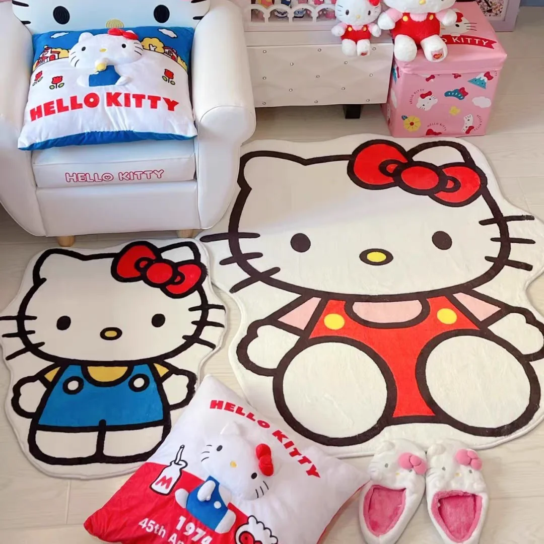

Плюшевый коврик Hello Kitty 60X90 см Sanrio, мягкий нескользящий напольный коврик Hellokitty, имитация кашемира, кавайные украшения для спальни, подарки