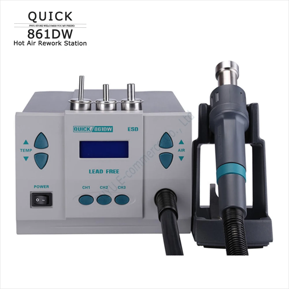 

QUICK 861DW Hot Air Rework Station Soldering Station Intelligent Digital Display 1000W Desoldering Station For PCB Chip Repair