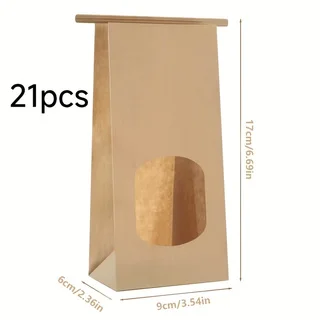 Premium Sturdy Gift Pouches with Visible Window, 21 Count Simple Elegant Design Mini Gift Bags 6.693.542.36 Inch, Ideal Packagin