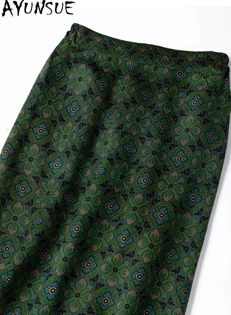 

AYUNSUE Xiangyunsha Шелковые женские юбки: Элегантные длинные юбки с разрезом, облегающие юбки-карандаш, летняя одежда для женщин 2026