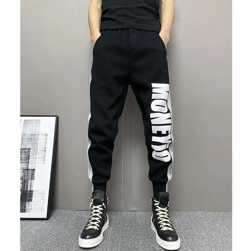 Sweatpants Men Sport Jogging Pants Fashion Side Stripe Letter Printed Gym Gray Elastic Waist Drawstring Joggers Trousers For Men