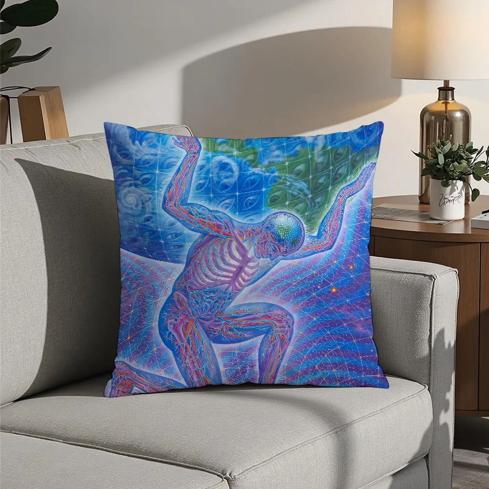 A-Alex Grey Trippy Psychedelic Pillow Case Plush Fabric Soft  Pillowcase Double Sided Print Cushion Cover Household Gifts