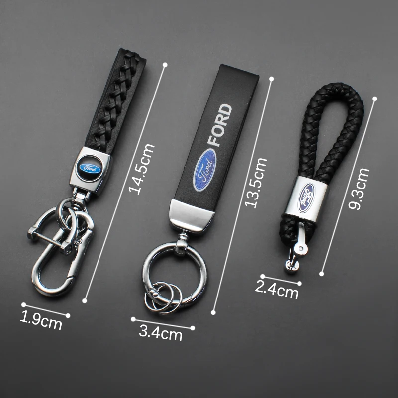 Luxury Leather Car Logo Keychain Key Rings Key Holder Auto Accessories For Ford Ranger Focus Kuga Mustang Mondeo Fusion Escort view 3