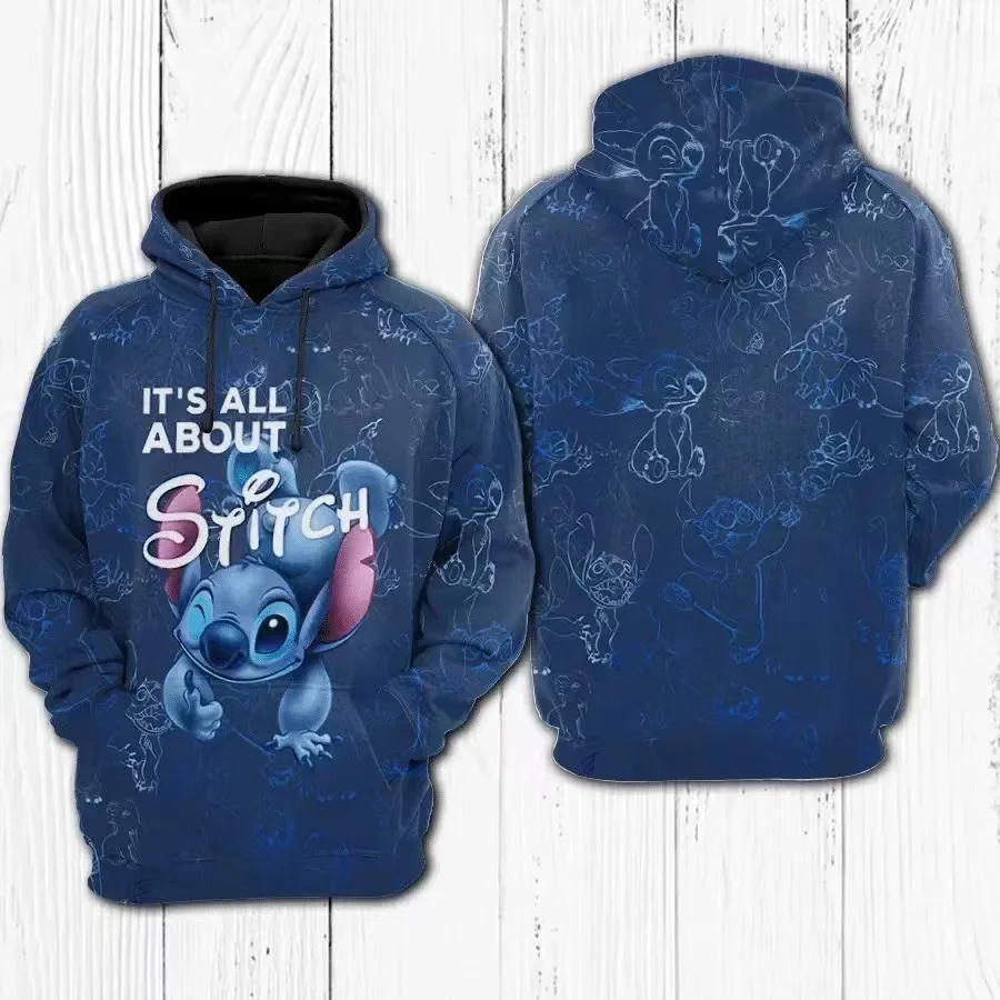 MINISO Disney the Lion King and Stitch 3d Printed Hoodie Men Women Casual Sweatshirt Disney Cartoon Pullover Hoodie Streetwear