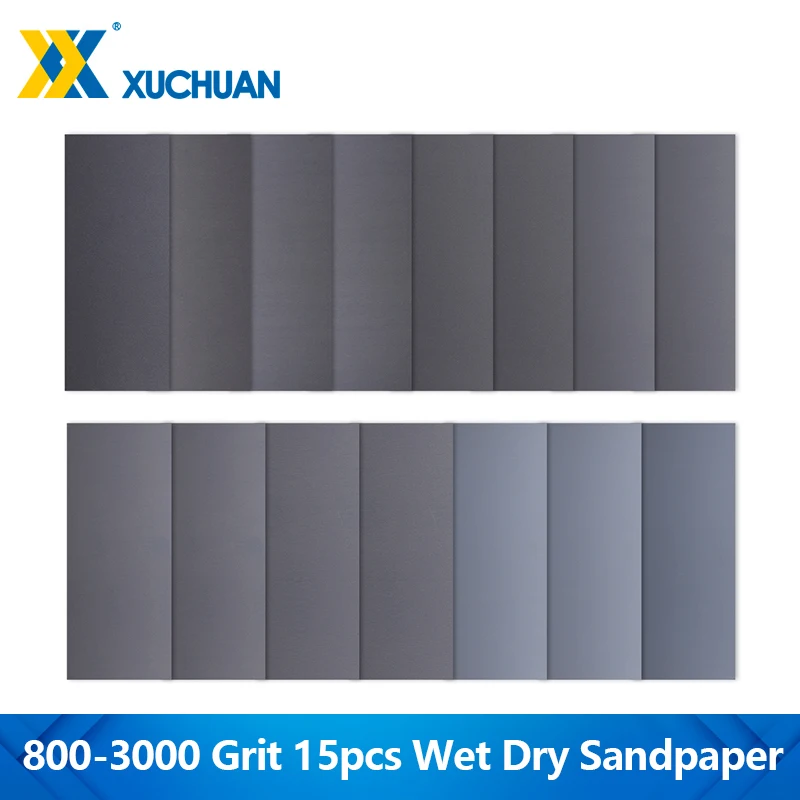 15Pcs Sandpaper Set 400 600 800 1000 1200 1500 2000 2500 3000 Grit Wet Dry Sanding Paper Abrasive Tools For Wood Metal Polishing