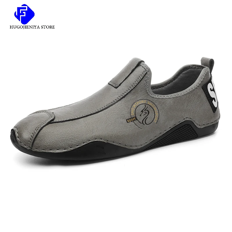 

Men Shoes Fashion Men's Handmade Leather Shoes Outdoor Non Slip Casual Sneakers Mens Slip On Driving Shoes Loafers Big Size 48