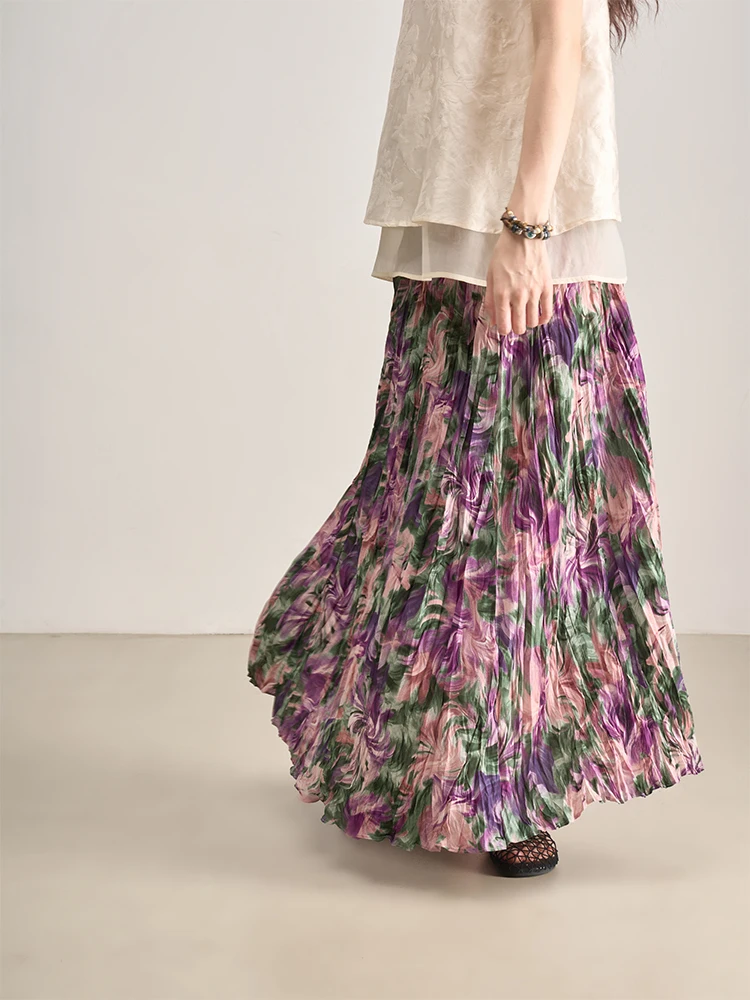 

LANVIVIER Юбка-макси с принтом в стиле Винсента Ван Гога, с эффектом живописи маслом, из полиэстера