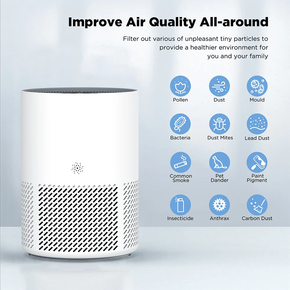 Room Smart Home Electric Air Purifier With Filter Portable And WiFi Connected Plastic EU Plug For Smart Home Use