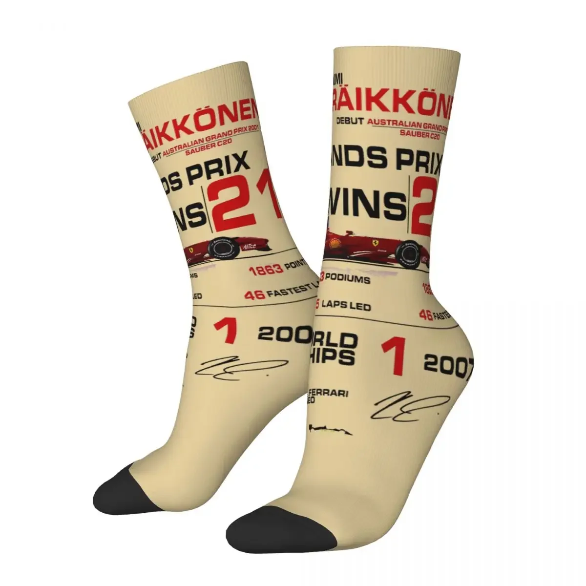 Hip Hop Vintage Kimi Raikkonen Crazy Men's Compression Socks Unisex New Car Race Harajuku Pattern Printed Funny Crew Sock