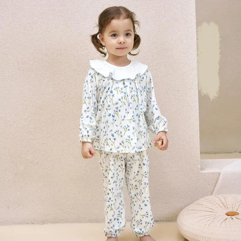 2024 Printed Long Sleeves Sleepwear Set for Boys Girls Comfort Children Two-Piece Sets Casual Home Wear Baby Girl Cute Pajamas