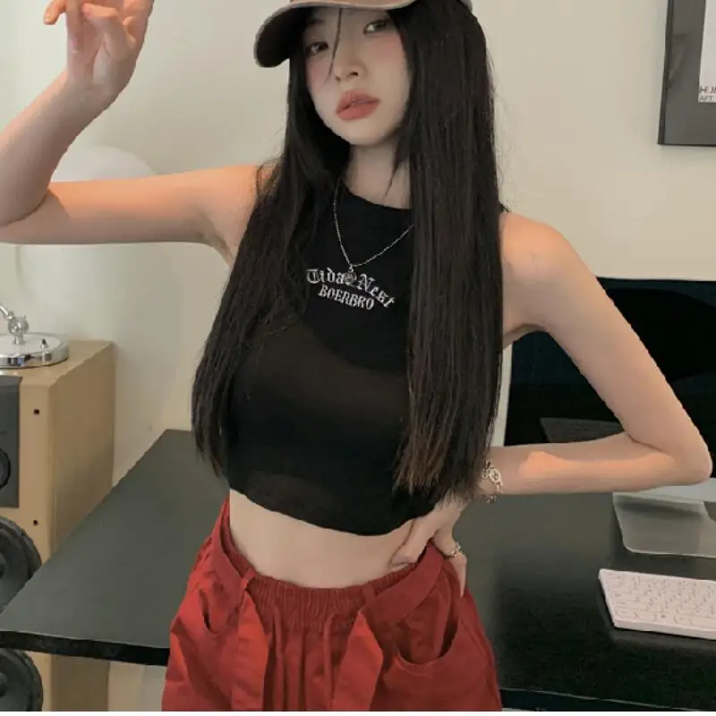 

Сексуальный пижамный комплект Kawaii Anime Модный повседневный женский жилет без рукавов Топ Slim Fit Верхняя одежда Летний новый пуловер Spicy Girl Letter