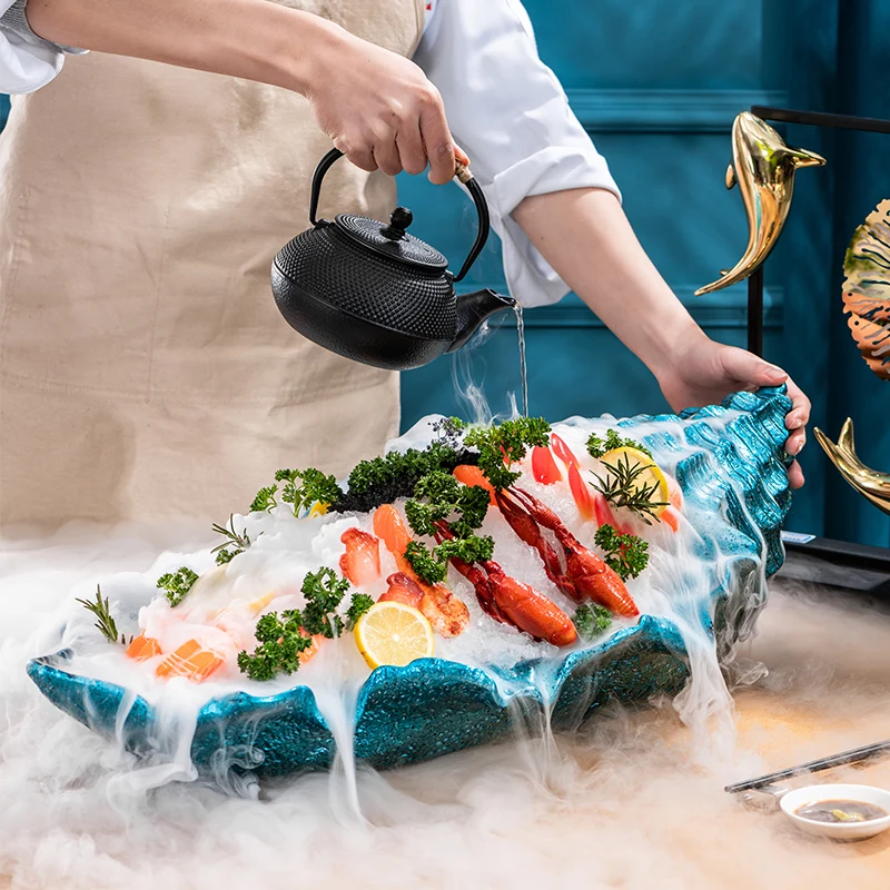 Japanese Style Creative Seafood Conch Serving Plate Elegant Sashimi Dish Salmon Dry Ice Tray Kitchenware Dining Plate