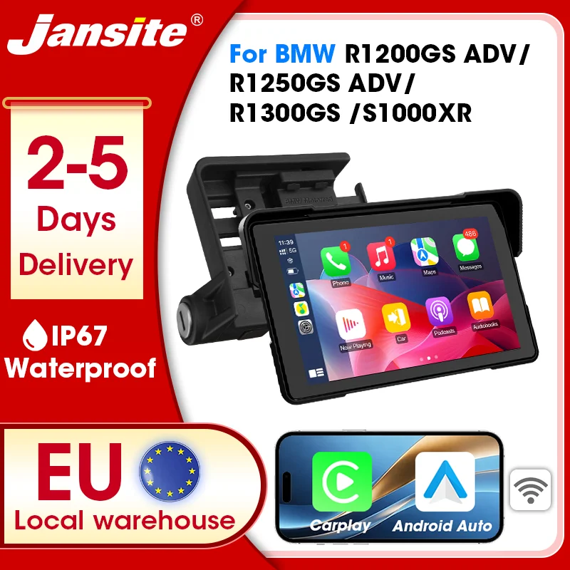 Jansite per BMW R1200GS R1250GS S1000XR R1300GS Moto CarPlay Android Auto Cruscotto Digitale Portatile per Moto Impermeabile IP67 Navigazione GPS