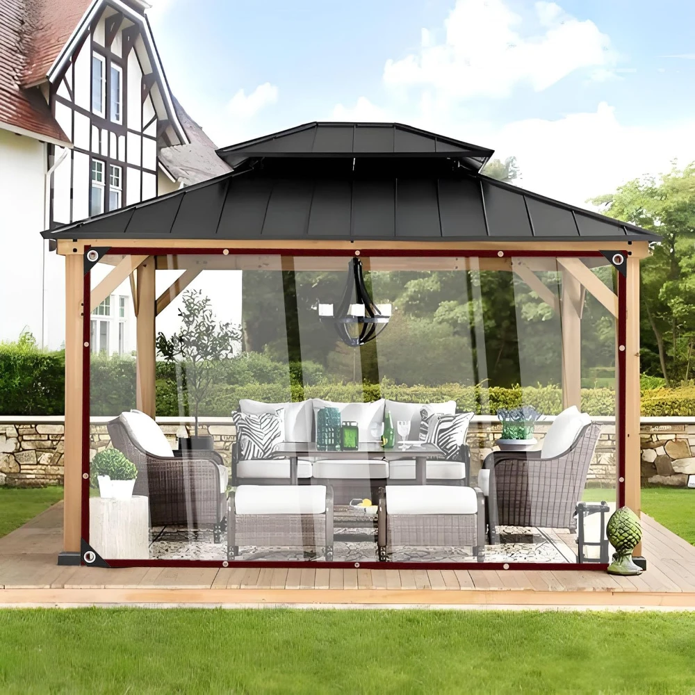 Transparente Planen mit Ösen, Verstärkte Wasserdichte Kunststoffplane für Terrassenüberdachungen und Winterschutz – Detail 2