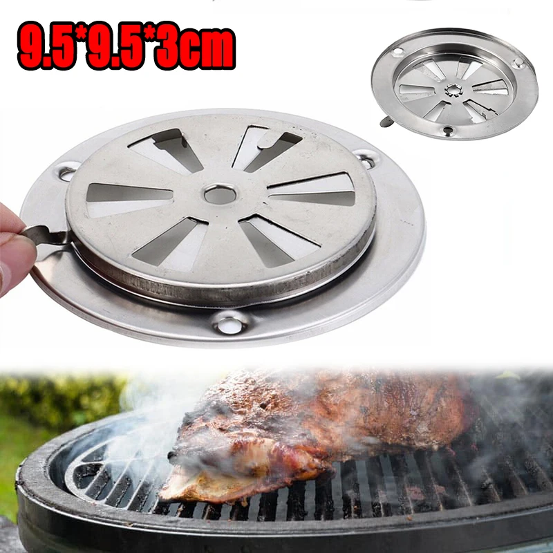 1 Pc 95mm Silver Adjustable Air Vent Grille Round Ducting Ventilation Grilles Cover BBQ Grill Smoker Exhaust Vent Stove