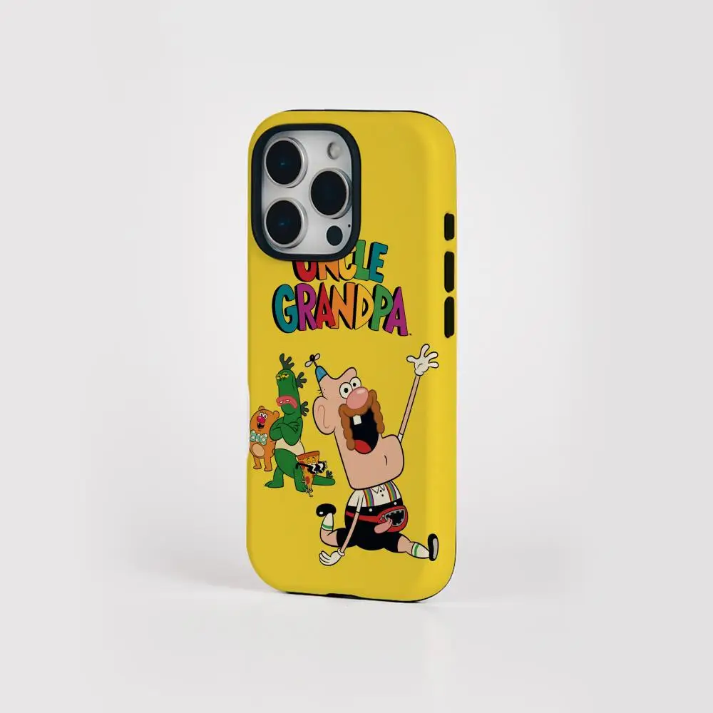 حافظة هاتف لهاتف آيفون 17 16 15 14 13 12 Pro Max Plus لامعة عالية الدقة بطبقة مزدوجة غلاف صلب سائل كرتوني العم الجد #4