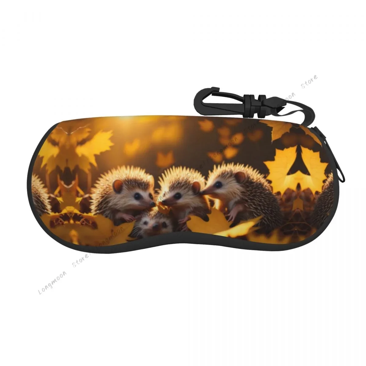 Glasses Case Soft  Bag  Hedgehogs Climbing And Playing In The Leaves Portable Sunglasses Box  Eyeglasses 