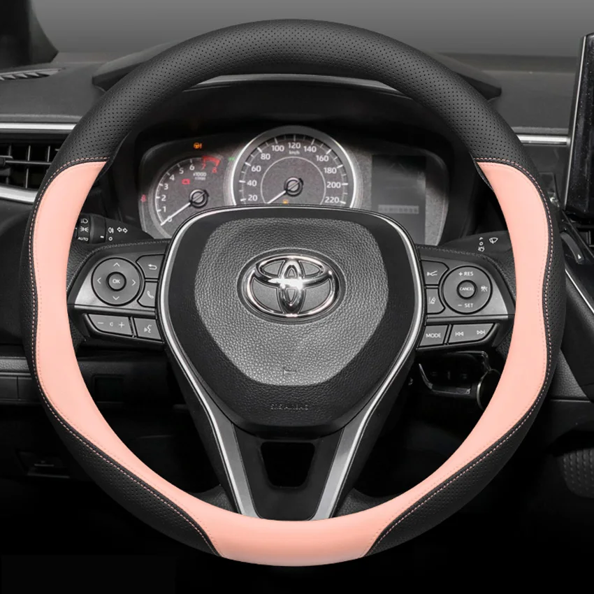 For Toyota Avalon Camry Corolla Highlander YARiS RAV4 Interior O Shape Protector Steering Wheel Cover Car Accessories Leather