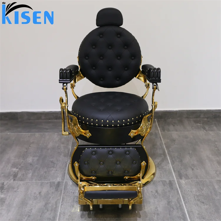 Luxury Recliner Hair Cutting Chair Beauty Barbershop Antique Salon Equipment Furniture Saloon Chairs Metal Barber Chair