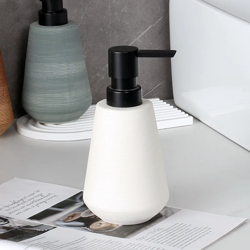 Ceramic lotion bottle Simple hand sanitizer press bottle Separate bottles of bathroom supplies shower shampoo dispenser