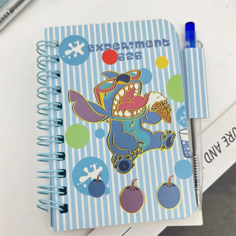 Imagem -04 - Kawaii Disney Stitch Memo Pad com Caneta Sticky Note Caderno Bonito Etiqueta de Papelaria Notepad Post Escritório Material Escolar 12 Pcs por Lote