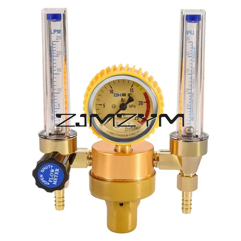 Dual Output Argon Regulator Flowmeter Argon Gas Meter Pressure Reducing Valve for Argon Arc Welding Machine