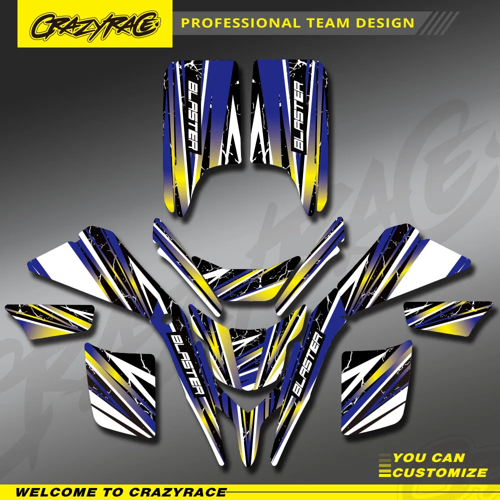 

Full Racing Graphics Decals Stickers Wrap Kits Custom Number ATV Stickers For Yamaha Blaster 200 YFS200 1988-2004 2005 2006