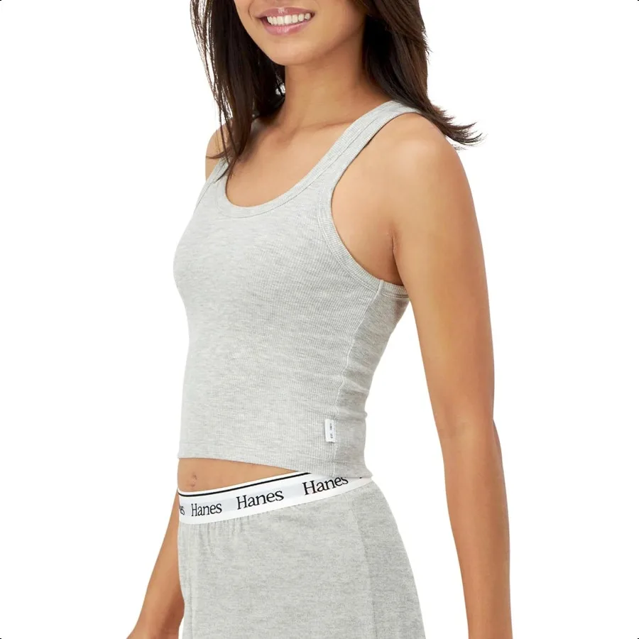 Damski Top Krótki Rib Tank 2Pack Comfywear Stretch Cotton