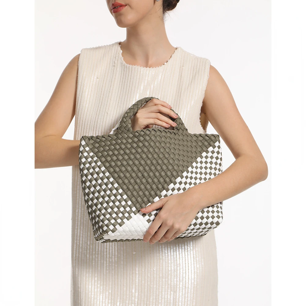 ZR DIARY Tote Woven Bags Women Single Shoulder Bag Large Capacity Color Splicing Handheld Bag for Female BZ333