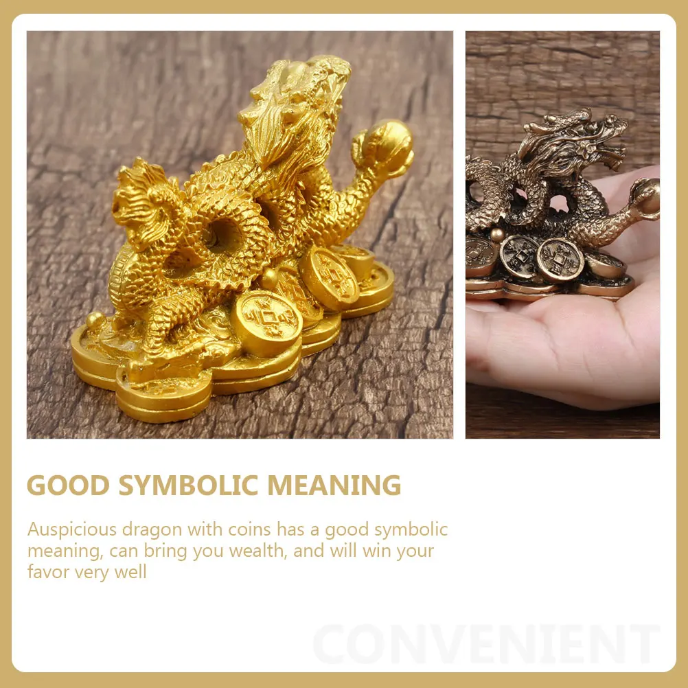 

2Pcs Resin Auspicious Dragon Desktop Decor Animal Adornments Ornament Gift Resin Statues Desktop Decors