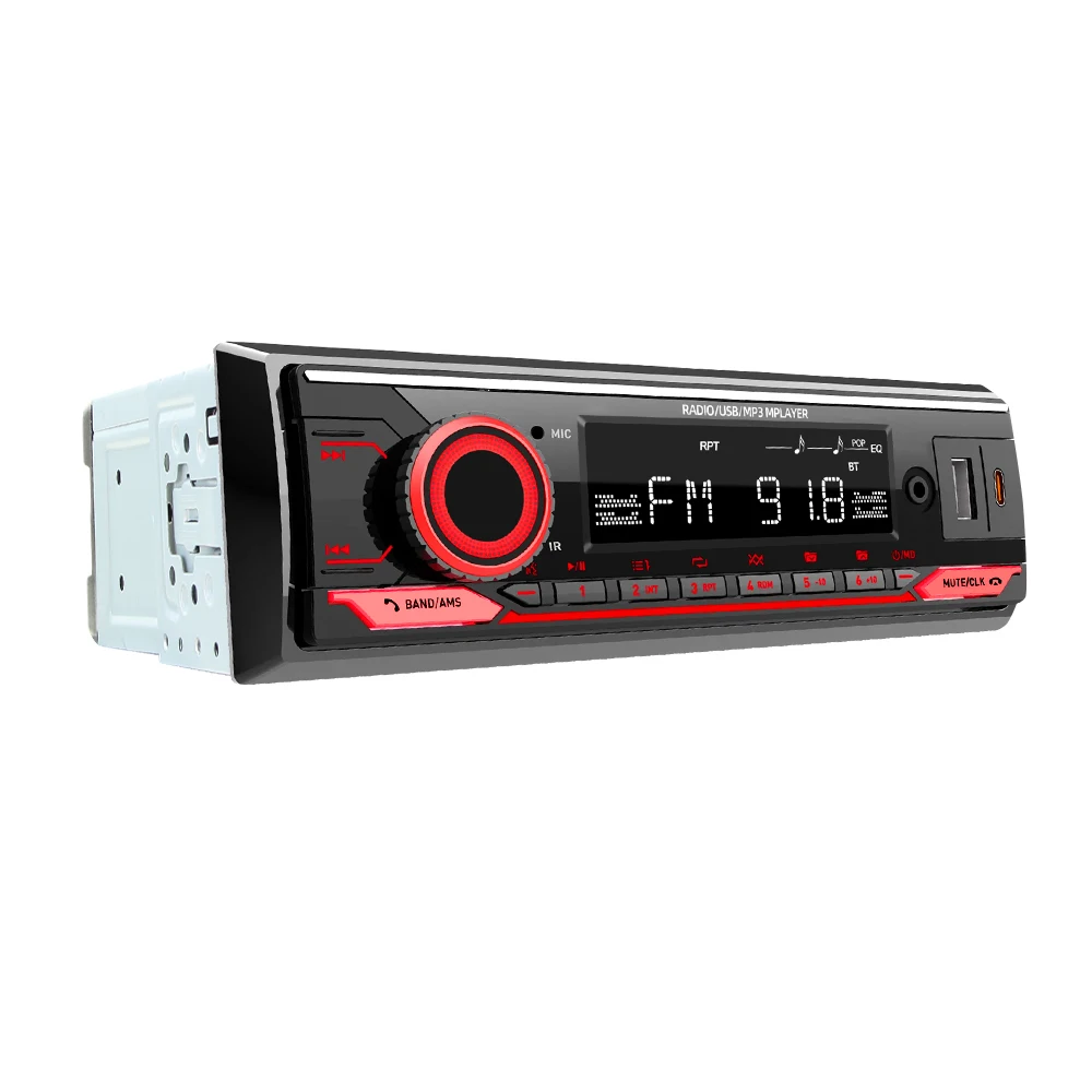 Autoradio 1din Srereo MP3-speler Bluetooth FM-ontvanger met afstandsbediening AUX/USB-ondersteuning Type C Telefoon opladen Spraakassistent - afbeelding 2
