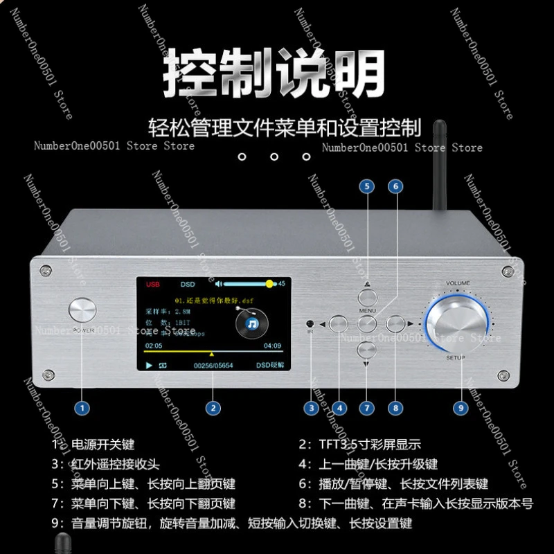 Lossless HiFi Bluetooth 5.4 Music Player Master Hard Drive Digital Transport Dual ES9039 DAC