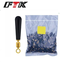 Ftk 10 peças-100 peças bloco de engrenagem de pesca rotação deriva flutuadores de pesca acessório bobber ferramentas de borracha de cobre aparelho de pesca descanso flutuante