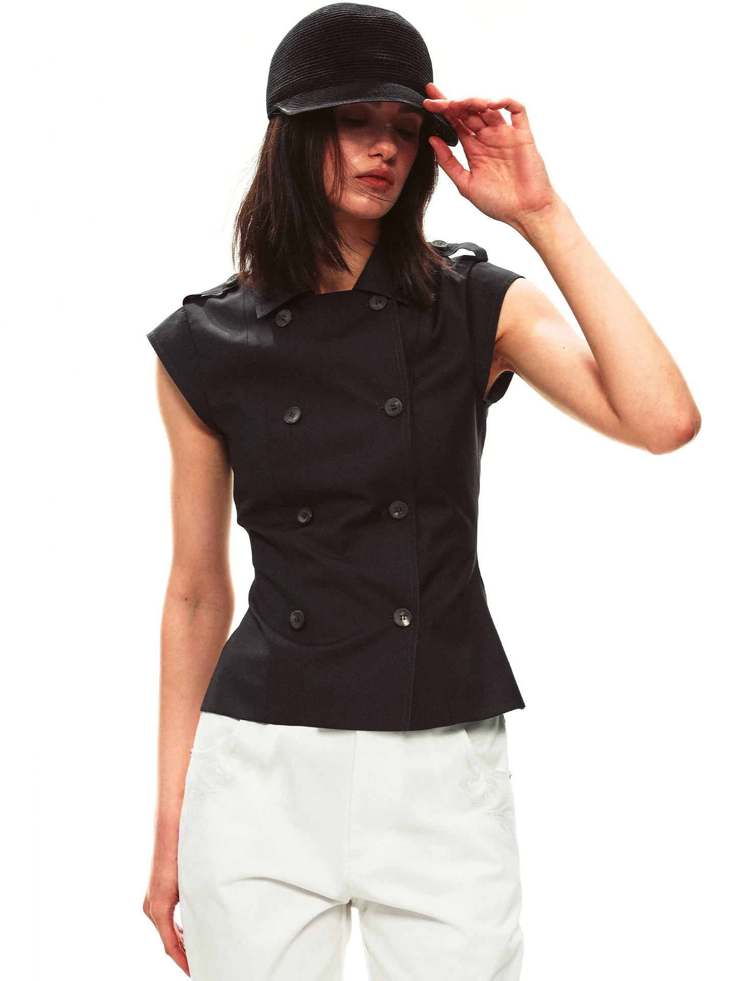 Slim Fit Short Sleeve Shirt Style Women's Vest Double Button Placket Summer Fashion Single Moment 26SS Casual Wear Top