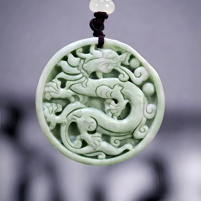 Green Natural Real Jade Dragon Pendant Necklace Stone Luxury Carved Jewelry Designer Charm Accessories Gemstones Fashion